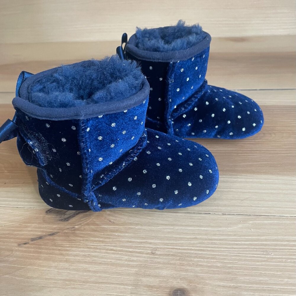 UGGs JESSE BOW II BOOTIES BABY blue CRIB TODDLER 2/3 winter slippers mini kids - Picture 7 of 11